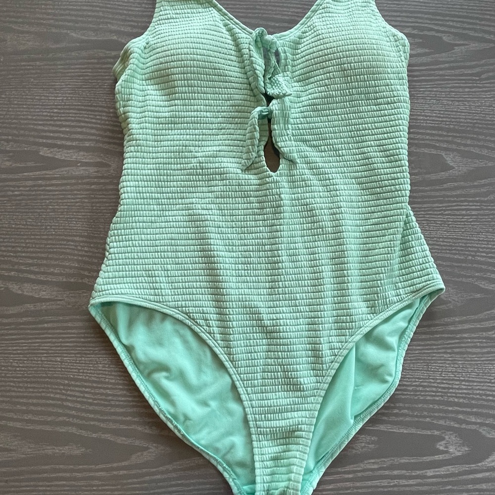 crown & ivy Mint Green Textured One-Piece Swimsuit